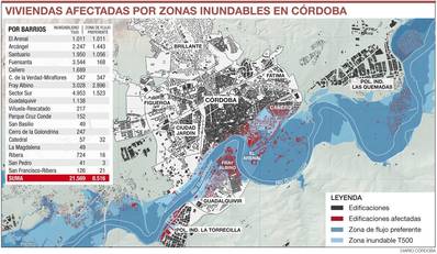 Casi un tercio de los edificios de Córdoba está en zona inundable