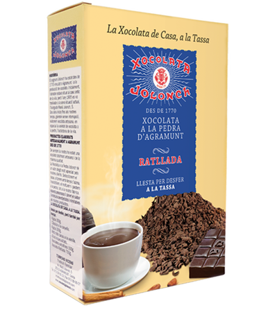 Xocolata a la pedra ratllada 35% cacau. Caixa 300 gr.